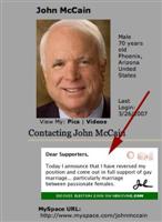 John McCain’s MySpace page hacked